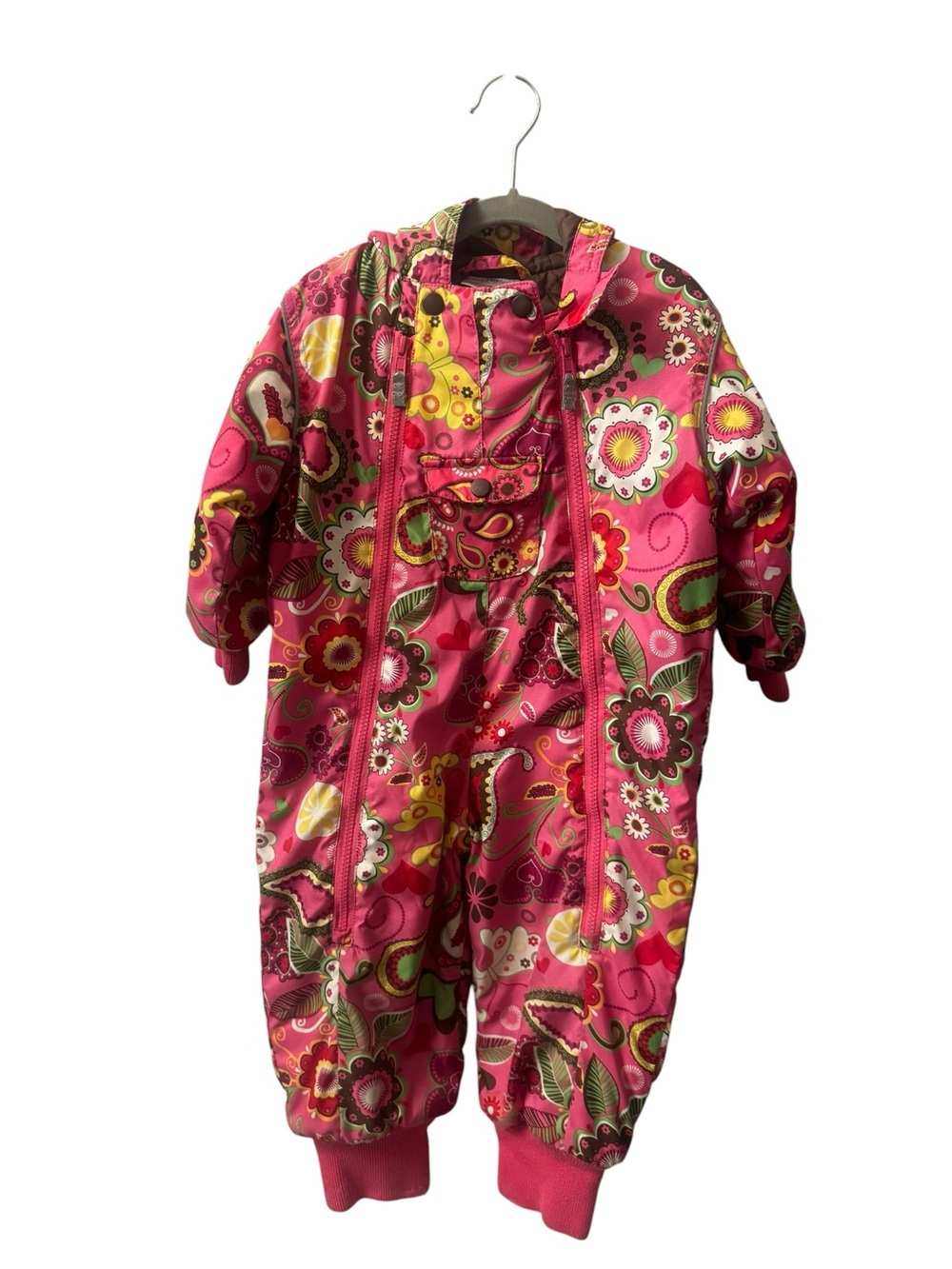 Hanna Andersson Quilted Winter Suit with Pink and Yellow Floral Trim